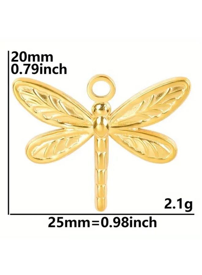 Golden Dragonfly Charms 5pcs Stainless Steel Pendant Necklaces Handmade Minimalist Jewelry - Image 4